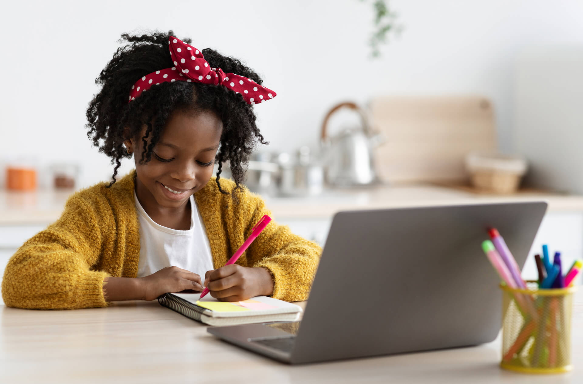 Girl taking online classes